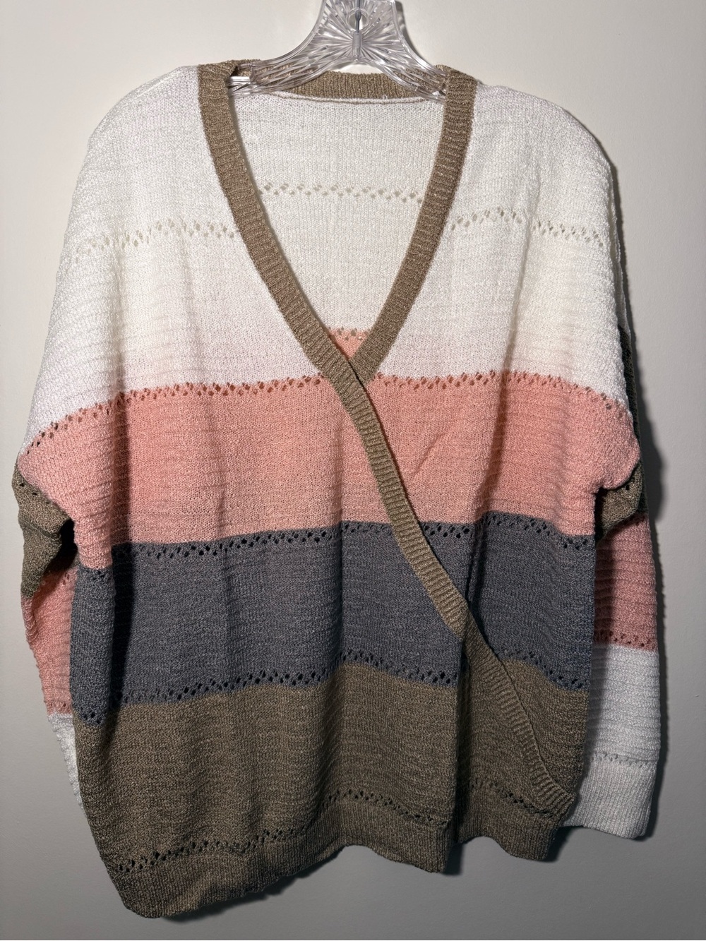 NWOT Striped Sweater - White, Pink, Gray, Taupe Size: 2xl